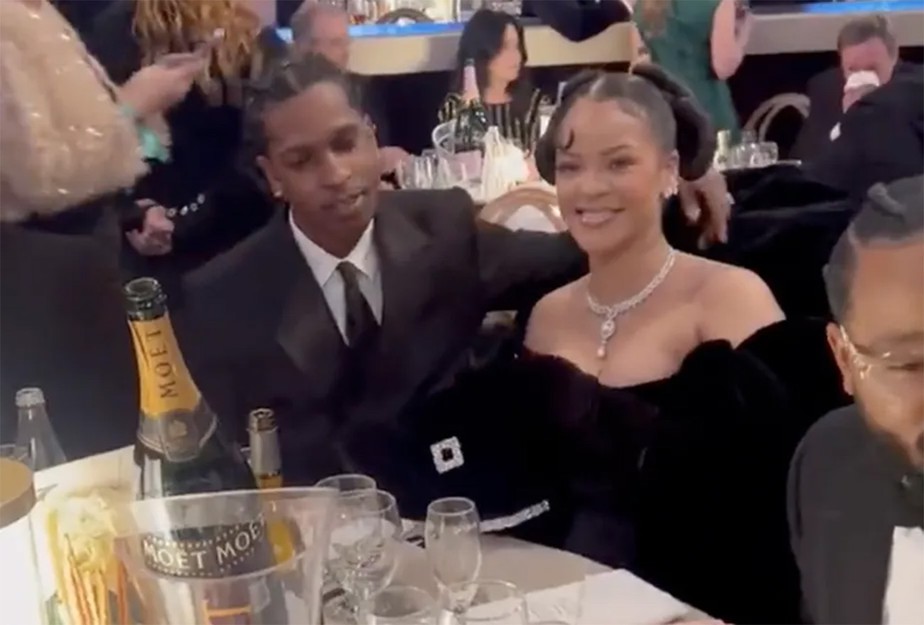 Rihanna no Globo de Ouro 2023 com ASAP Rocky