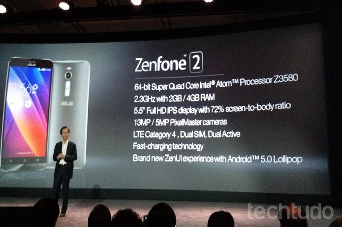 Configurações do ZenFone 2, novo smart top da Asus lançado na CES 2015 (Foto: Isadora Díaz/TechTudo)