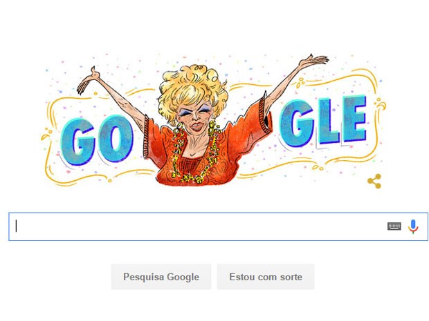 Doodle do Google faz homenagem a Dercy Gonçalves (1907-2008) nesta quinta-feira (23), dia em que se completam 109 anos do nascimento da atriz e humorista (Foto: Reprodução/Google)