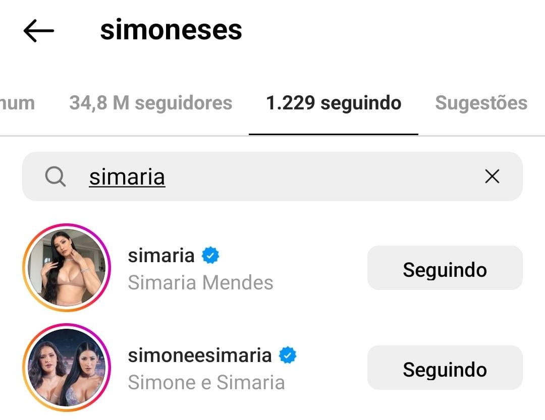 Simaria deixa de seguir Simone no Instagram (Foto: Reprodução/Instagram)
