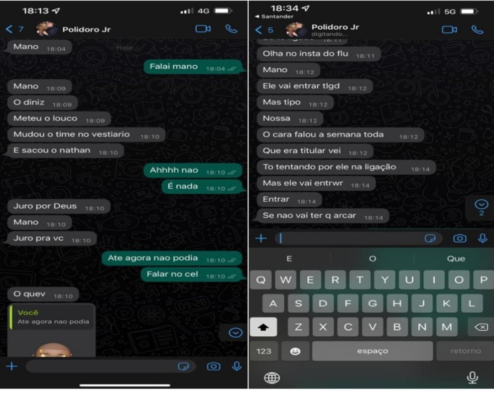 Conversas citam Nathan, ex-Fluminense, em esquema de manipulação de partidas — Foto: Reprodução