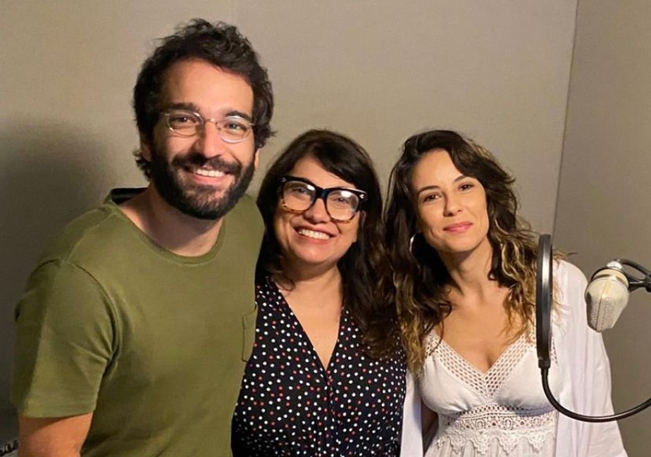 Humerto Carrão e Andréia Horta com a diretora Susanna Lira