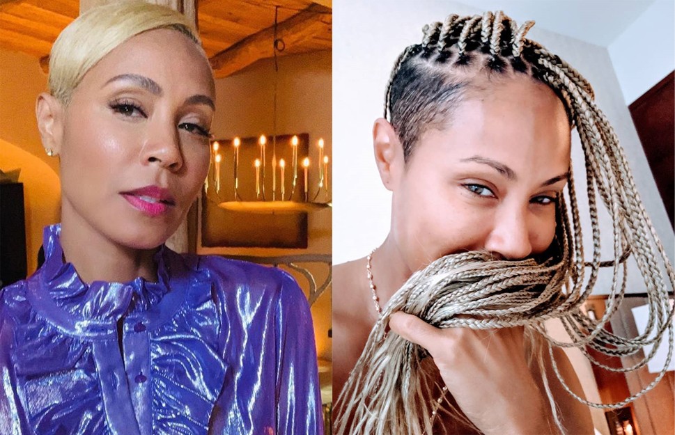 Jada Pinkett Smith com box braids (Foto: Montagem de reprodução Instagram (@jadapinkettsmith))