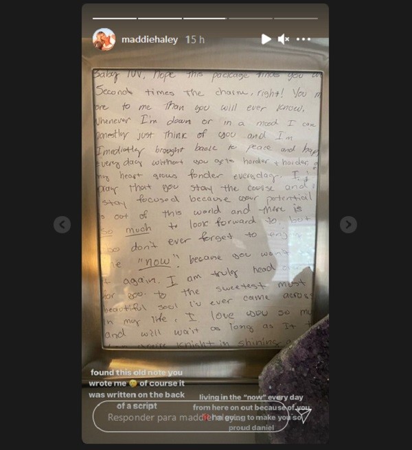 A carta de amor do ator Daniel Mickelson (1997-2021) para a namorada (Foto: Instagram)