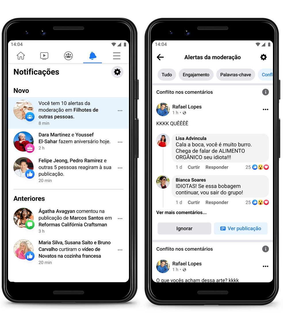 Alerta de moderação do Facebook identifica discussões controversas em grupos. — Foto: Divulgação/Facebook