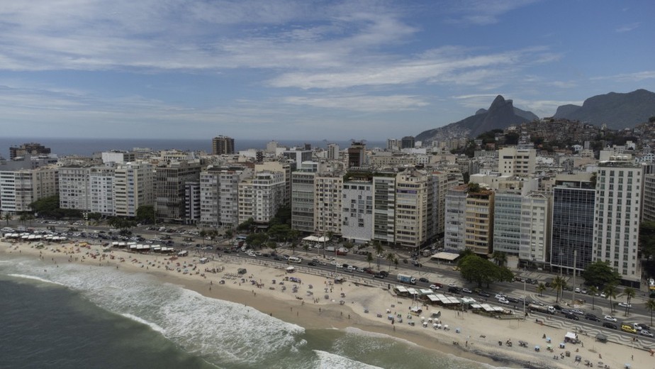 A famosa Praia de Copacabana, uma das atrações do Rio