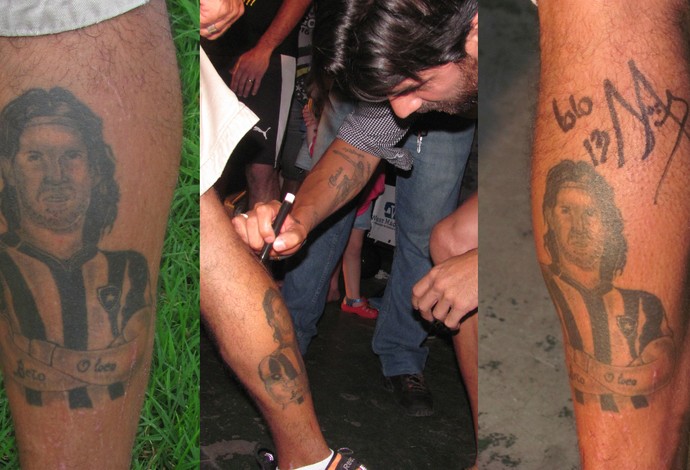 Gilberto Mateus Loco Abreu tatuagem Botafogo (Foto: Marcos Alfredo)