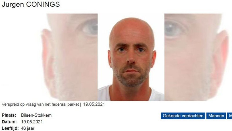 A polícia belga lançou um aviso ao público para não interagir com o suspeito — Foto: Belgian Police/BBC