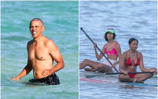 Obama curte praia com as filhas durante viagem ao Havaí