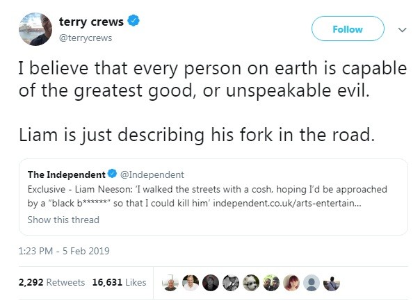 Terry Crews comenta sobre a história de vingança de Liam Neeson (Foto: Reprodução / Twitter)