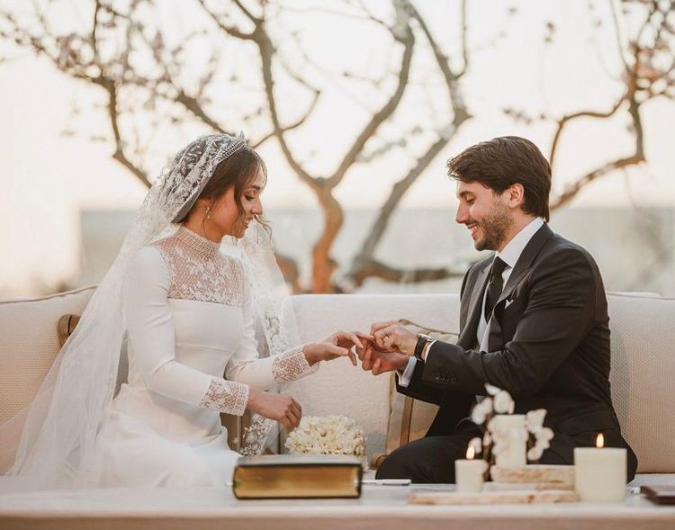 Casamento real da Jordânia: princesa Iman e o investidor Jameel Alexander Thermiotis — Foto: Reprodução/Redes sociais