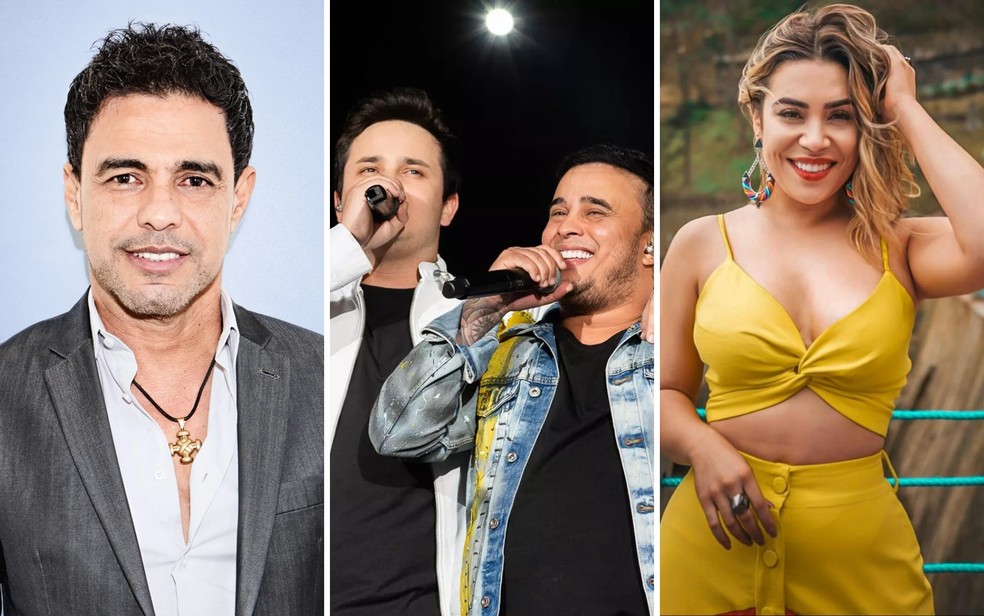 Zezé Di Camargo, Naiara Azevedo, Matheus & Kauan estão entre as atrações da festa em Itauçu, Goiás — Foto: Montagem/g1 e Reprodução/Redes sociais