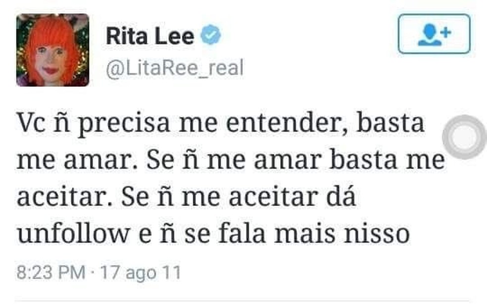 Tweet Rita Lee &mdash; Foto: Twitter