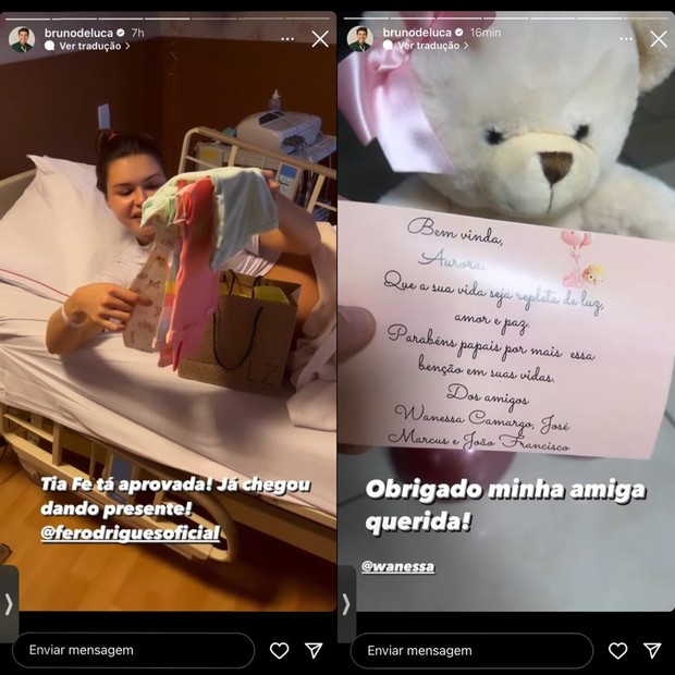 Bruno de Luca mostra presentes de Fernanda Rodrigues e Wanessa para a filha, Aurora (Foto: Reprodução/Instagram)