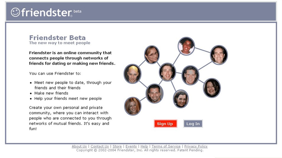 Friendster: rede social surgiu em 2002 e aproveitou conceito dos seis graus de separação — Foto: Divulgação/Friendster