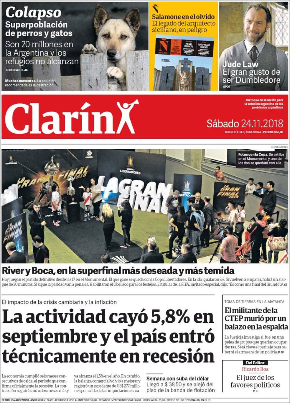 Capa ClarÃ­n final Libertadores â€” Foto: ReproduÃ§Ã£o