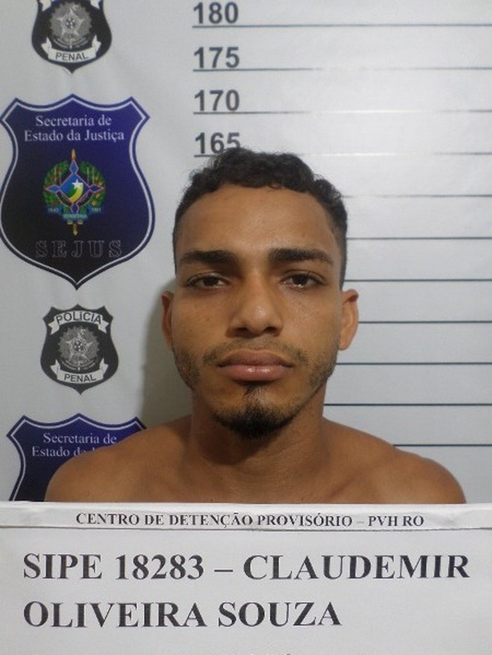 Claudemir Oliveira Souza detento que fugiu do presídio em Porto Velho — Foto: Sejus/ divulgação