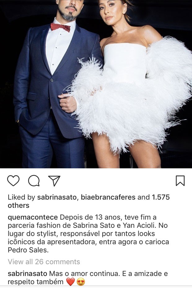 O comentário de Sabrina Sato no Instagram de QUEM (Foto: Reprodução Instagram)