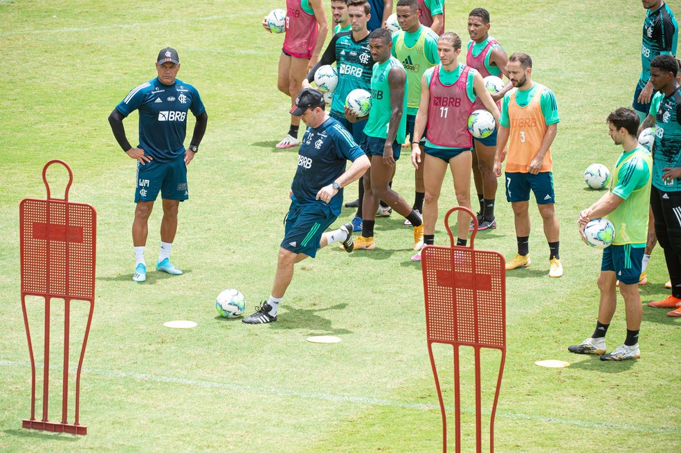Trabalho de Rogério dentro de campo segue sendo elogiado nos bastidores — Foto: Alexandre Vidal/Flamengo