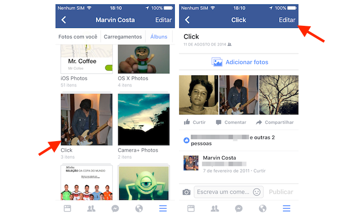Iniciando a ferramenta de edição de álbum de fotos do Facebook pelo iPhone (Foto: Reprodução/Marvin Costa)