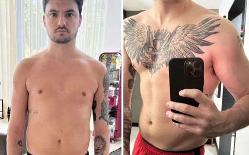 Felipe Neto mostra antes e depois do corpo: "Não parei de comer pizza"