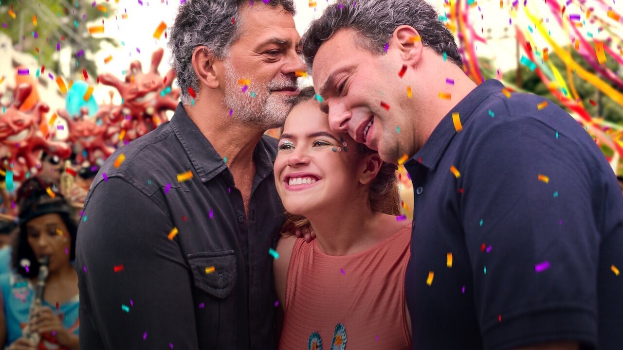 Eduardo Moscovis, Maisa Silva e Marcelo Médici no filme 'Pai em Dobro'  (Foto: divulgação )