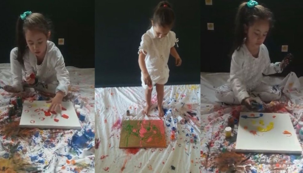 Pais passaram a divulgar as fotos da pequena artista na internet e as imagens viralizaram  — Foto: Arquivo pessoal 