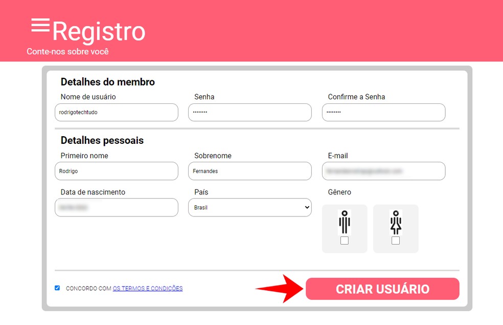 Twin Strangers é seguro: informações do cadastro são usadas apenas para reconhecer gêmeos — Foto: Reprodução/Rodrigo Fernandes