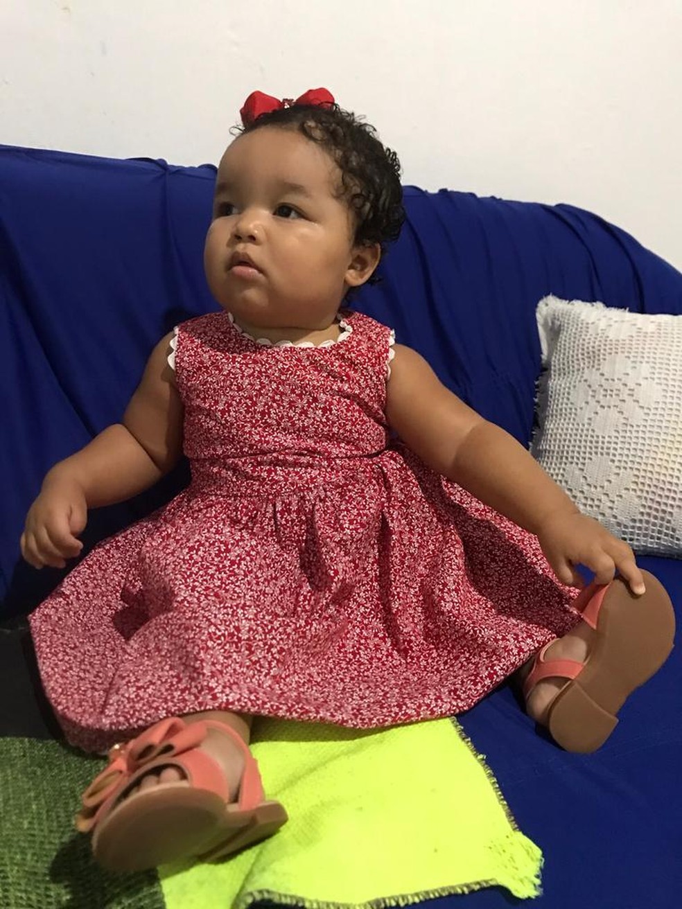 Laura Sofia, de 1 ano e 4 meses, perdeu a visão ao ser vítima de acidente de trânsito em Teresina — Foto: Aline Alves/ Arquivo pessoal