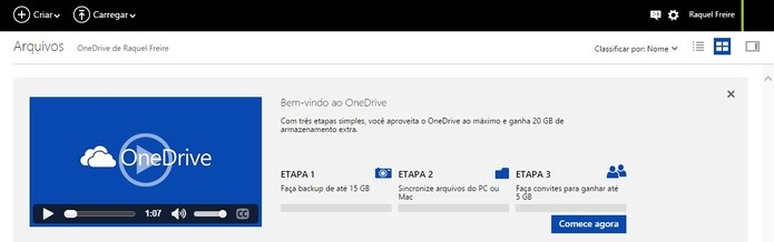Espa?o inicial do OneDrive pode ser aumentado gratuitamente (Foto: Reprodu??o/Raquel Freire)