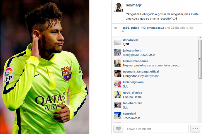 Neymar Instaram - respeito (Foto: Reprodução)