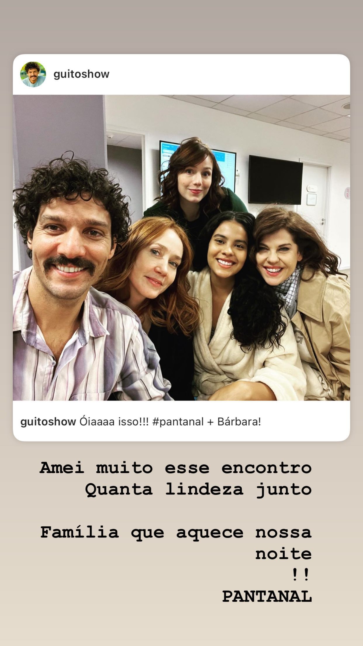 Barbara Paz encontra elenco de Pantanal (Foto: Reprodução/Instagram)