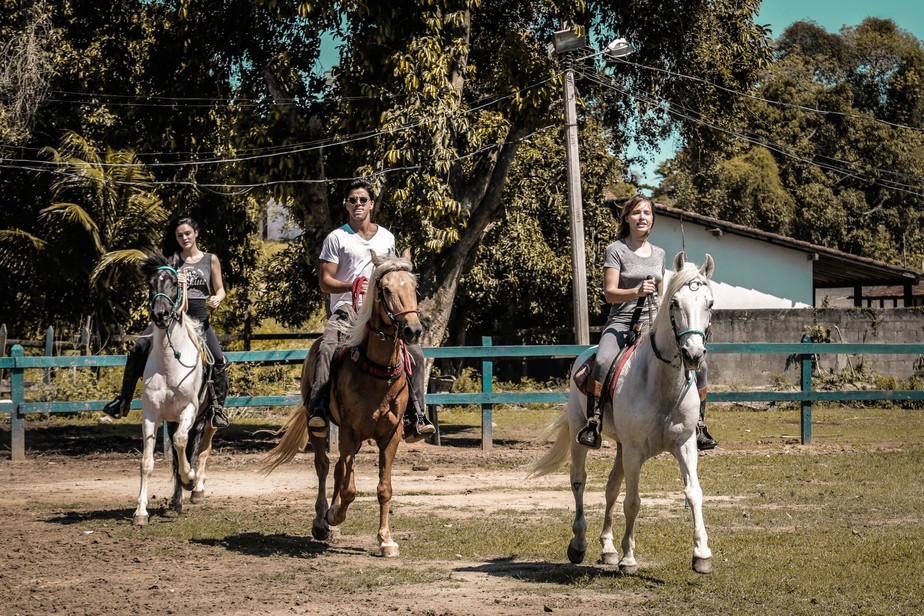 Descobrindo 'Novo Mundo': protagonistas fazem aula de equitação