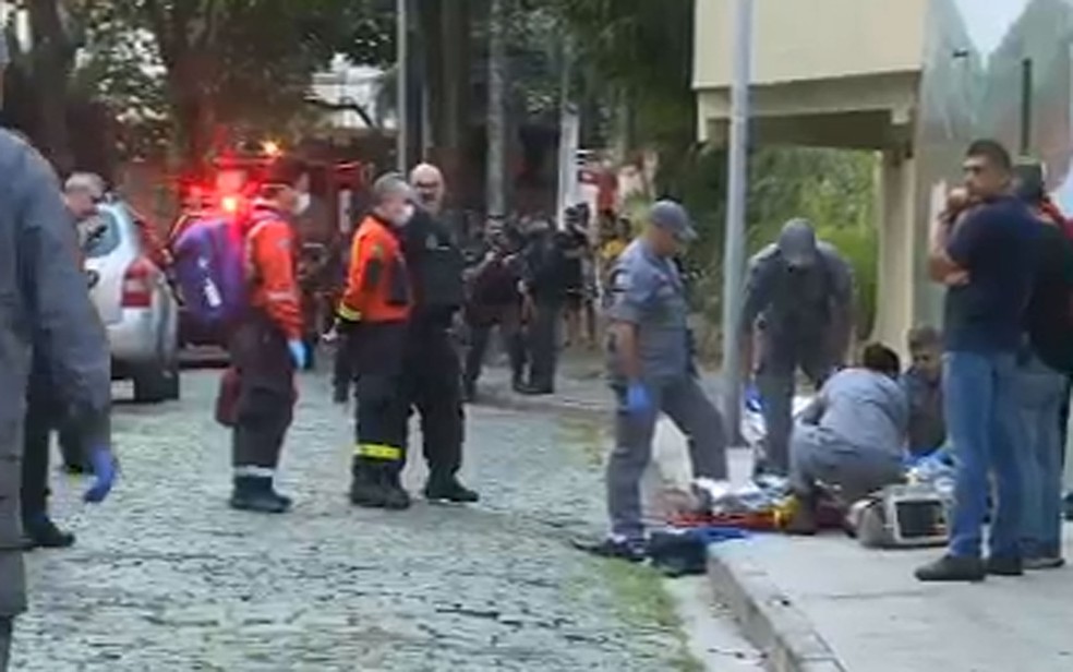 Tentativa de assalto a açougue em Moema deixa ao menos uma pessoa morta — Foto: Reprodução/TV Globo