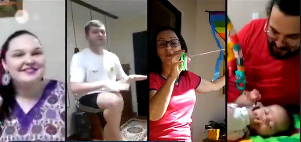 Professores de SC tem usado criatividade para gravar aulas durante pandemia — Foto: NSC TV/Reprodução