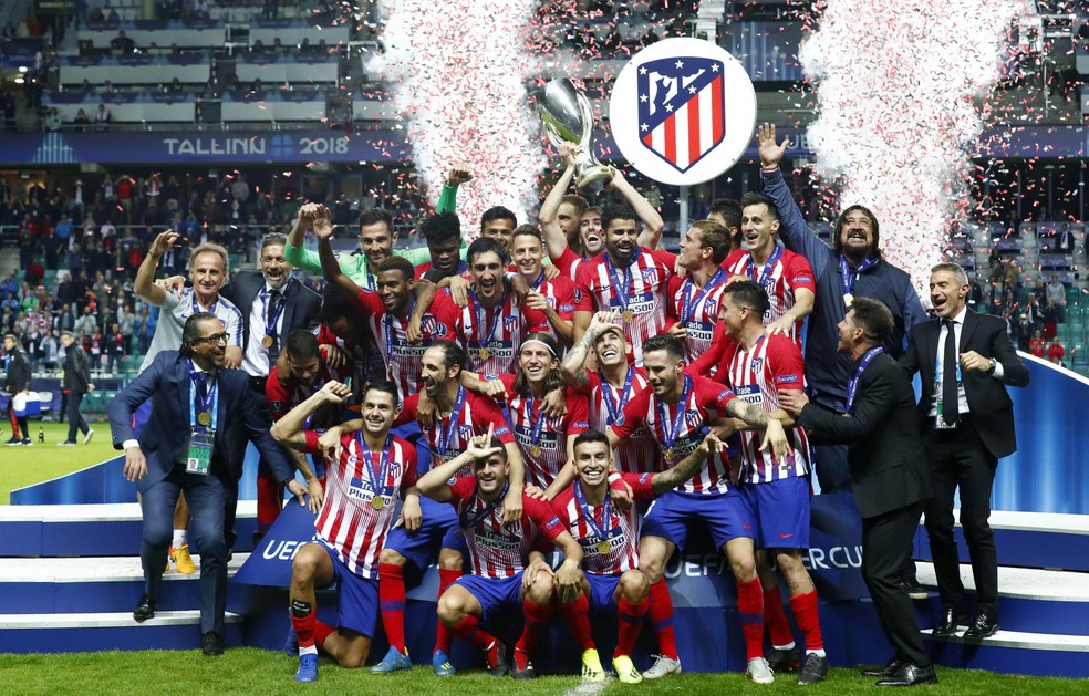 AtlÃ©tico de Madrid conquistou a Supercopa da Europa no inÃ­cio da temporada sobre o Real â€” Foto: Reuters