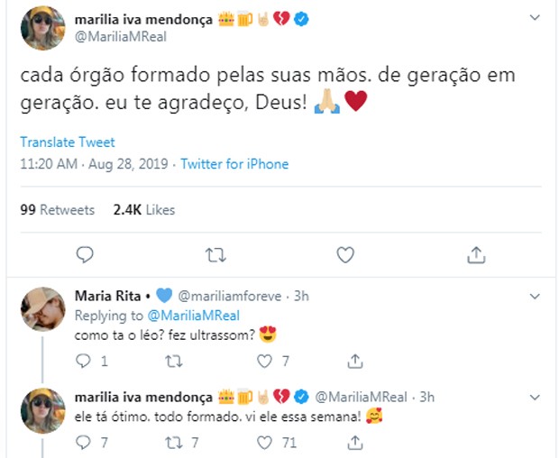 Respostas de Marília Mendonça (Foto: Reprodução/Twitter)