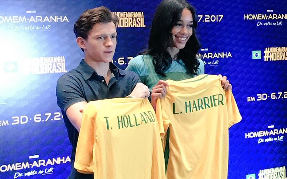 Tom Holland e Laura Harrier divulgam novo 'Homem-Aranha' em São Paulo (Foto: Divulgação/Sony Pictures)