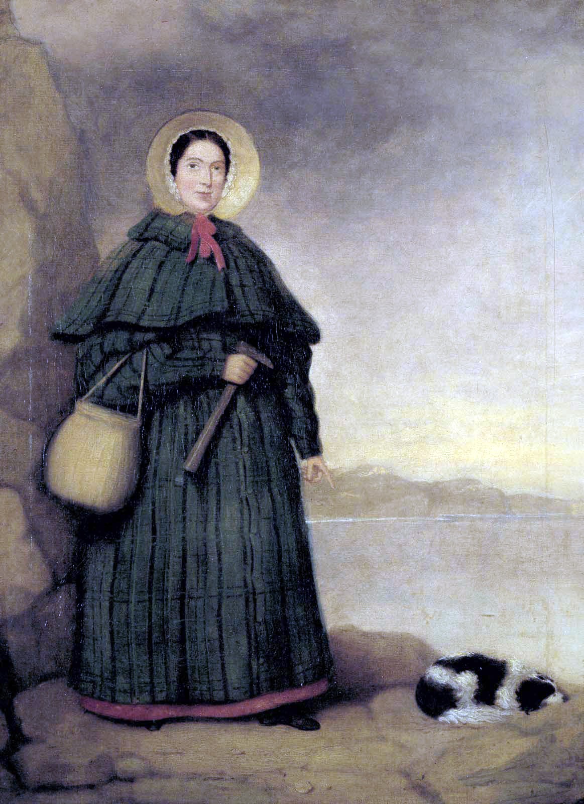 Retrato de Mary Anning, paleontóloga inglesa, com seu cachorro Tray.  (Foto: Sedgwick Museum / Creative Commons)