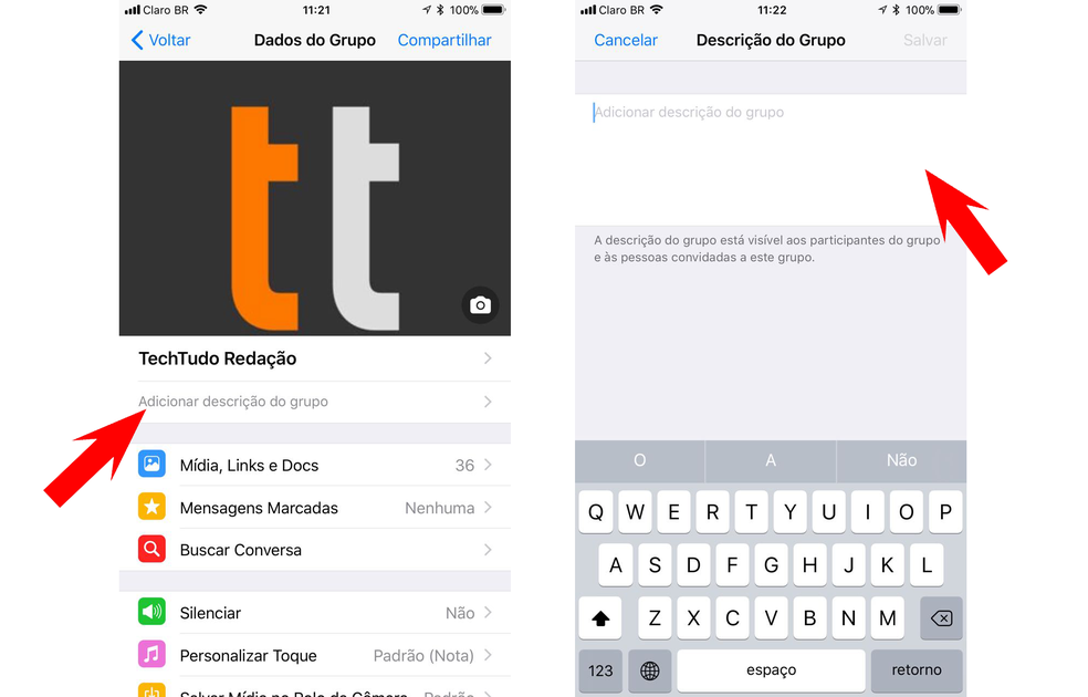 Escreva uma descri&ccedil;&atilde;o para o seu grupo (Foto: Reprodu&ccedil;&atilde;o/Viviane Werneck)