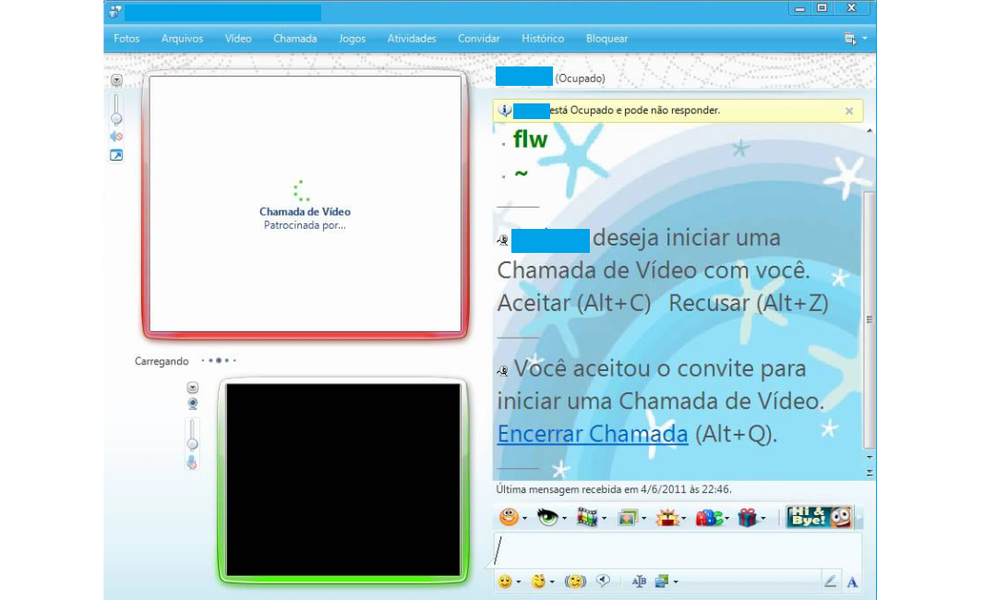 Chamadas de áudio e vídeo também estavam disponíveis no mensageiro da Microsoft (Foto: Reprodução/MSN)