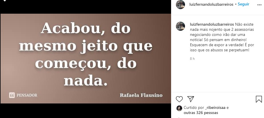 Pai de Duda Reis se pronuncia sobre fim do noivado dela e Nego do Borel (Foto: Reprodução / Instagram)