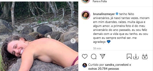 Bruna Linzmeyer faz post em seu aniversário (Foto: Reprodução/Instagram)
