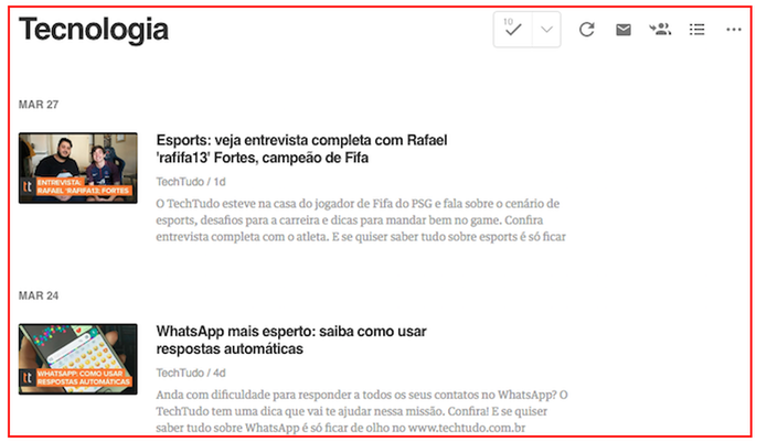 Visualize notícias de um site no serviço online Feedl (Foto: Reprodução/Marvin Costa) Visualize notícias de um site no serviço online Feedl (Foto: Reprodução/Marvin Costa)