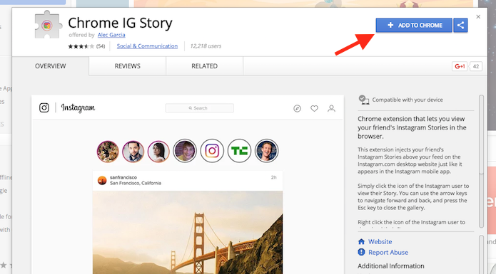 Baixando o Chrome IG Storey para visualizar publicações do Stories do Instagram na web (Foto: Reprodução/Marvin Costa)