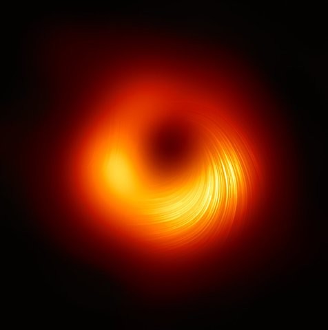 Foto do campo magnético do buraco negro da galáxia M87 (Foto: Twitter/@ehtelescope)
