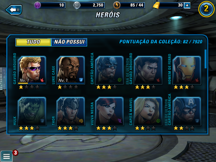 Verifique seus heróis em Avengers Alliance 2 (Foto: Reprodução/Felipe Vinha)