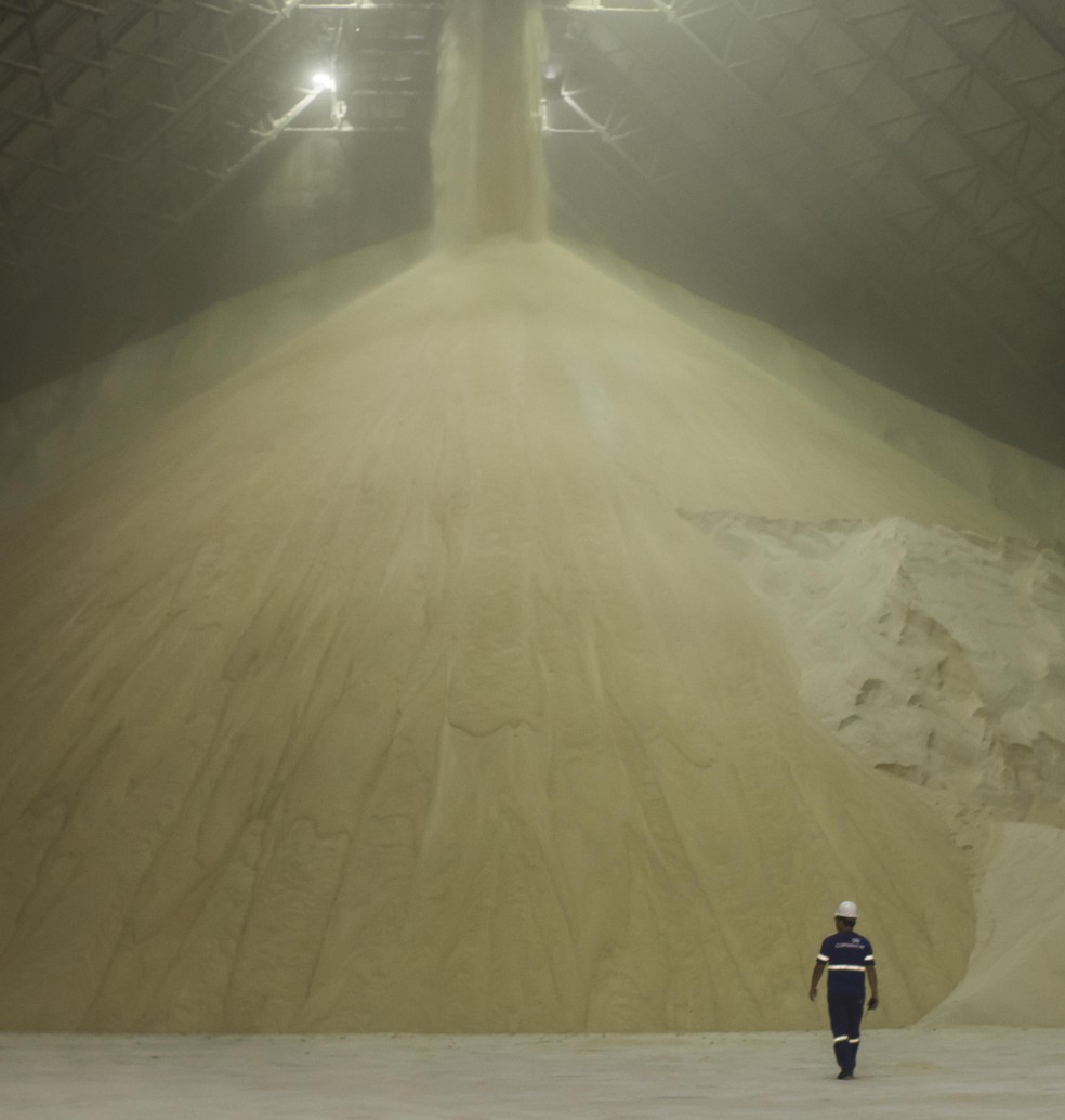 Warehouse with sugar in the port of Santos — Foto: Julio Bittencourt/Valor