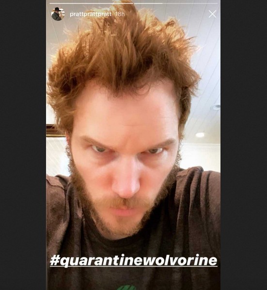 O post de Chris Pratt brincando de Wolverine em quarentena (Foto: Instagram)