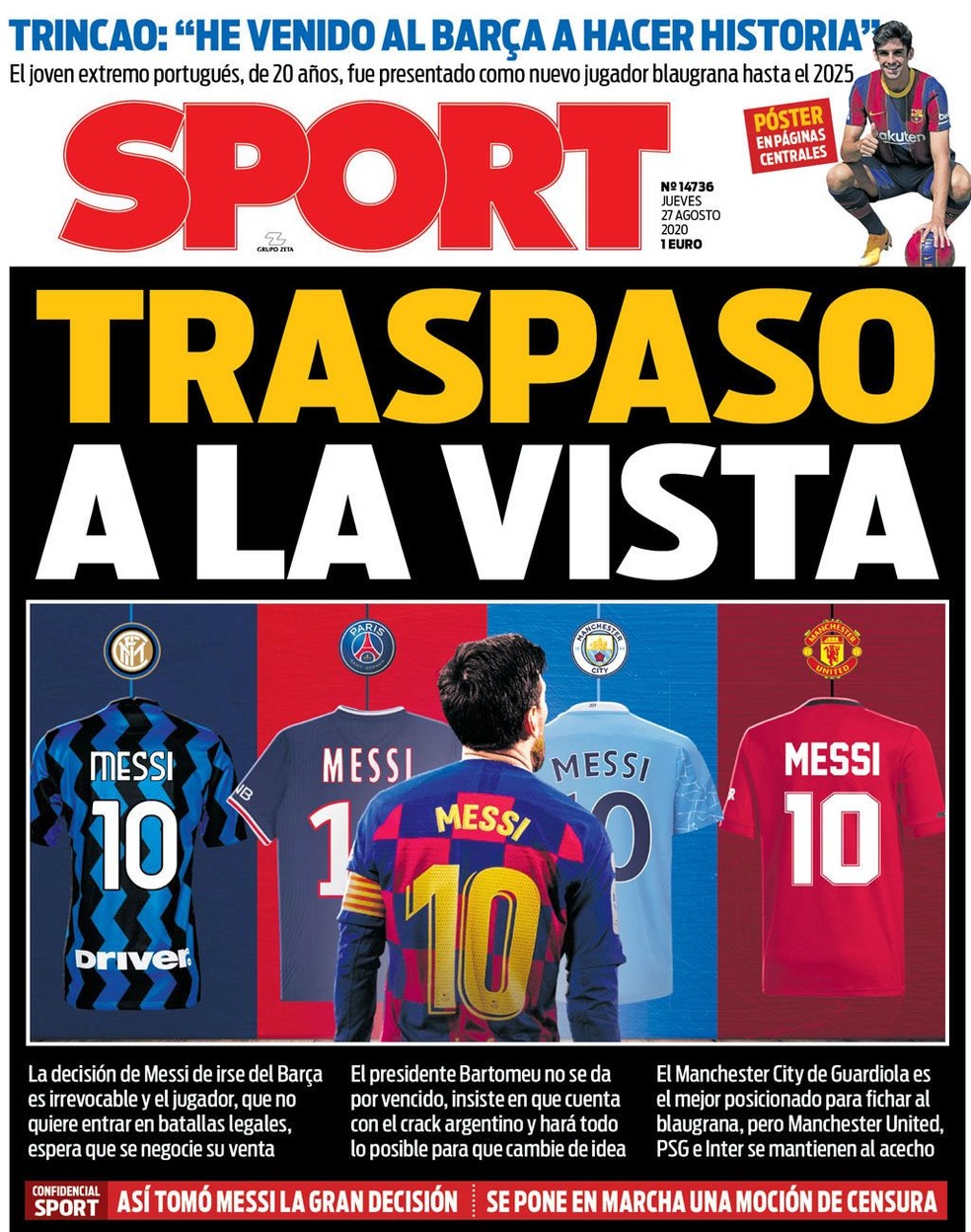 Jornais Da Espanha Destacam Manchester City A Espreita E Contrato De Tres Anos Para Messi Futebol Internacional Ge